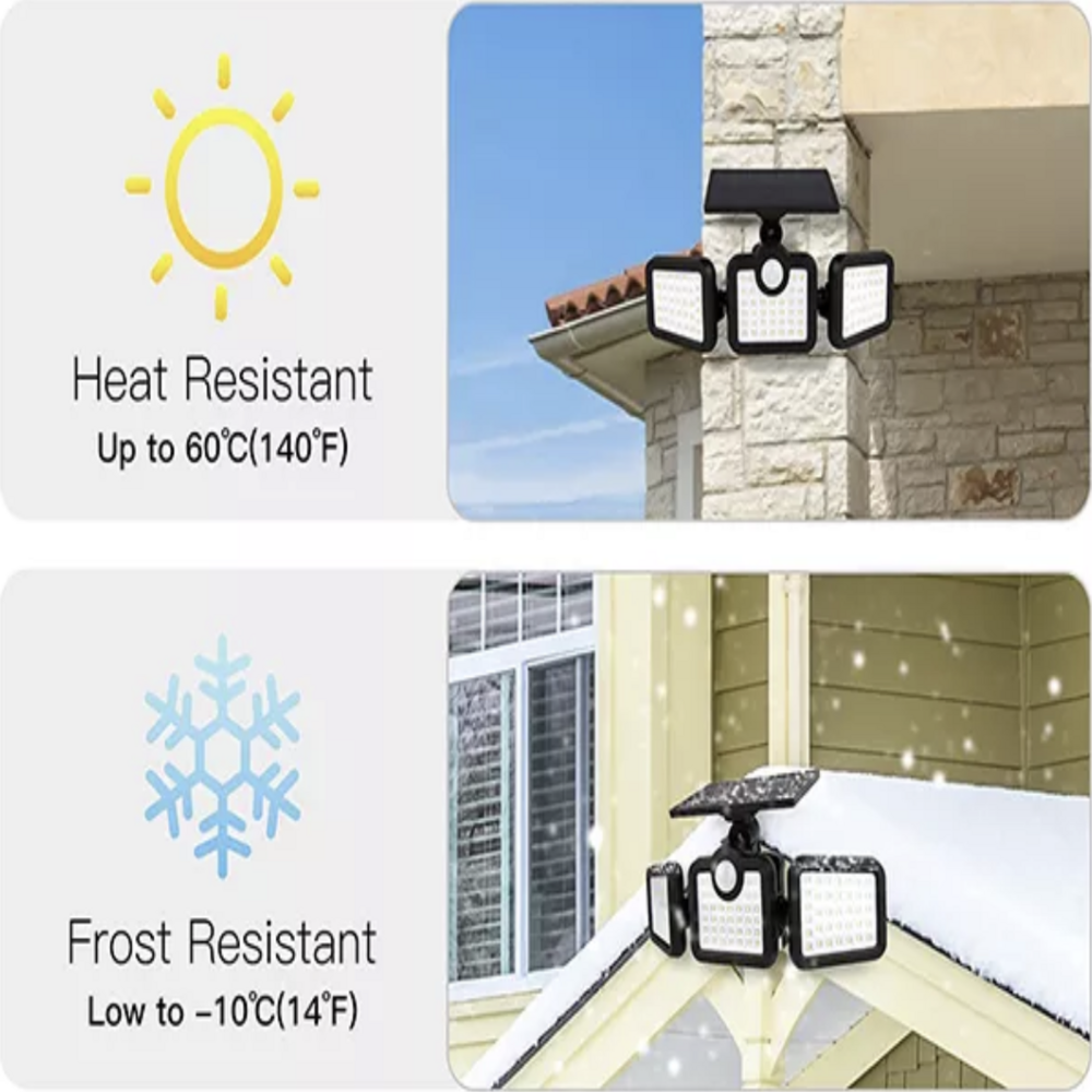 High Brightness Lamps IP65 Waterproof Wide Angle LED Solar Powered Saving Energy 3 Heads Split Solar Wall Light Garden