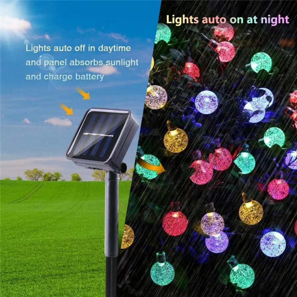 Outdoor Waterproof Crystal Balls Solar Led Garden String Light