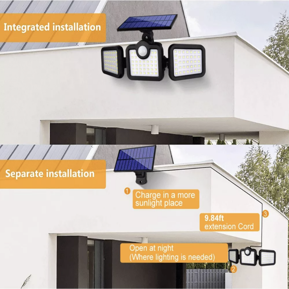 PIR Outdoor Waterproof Motion Sensor LED Lamp With 3 Lighting Mode Battery Powered Solar Garden Wall Light