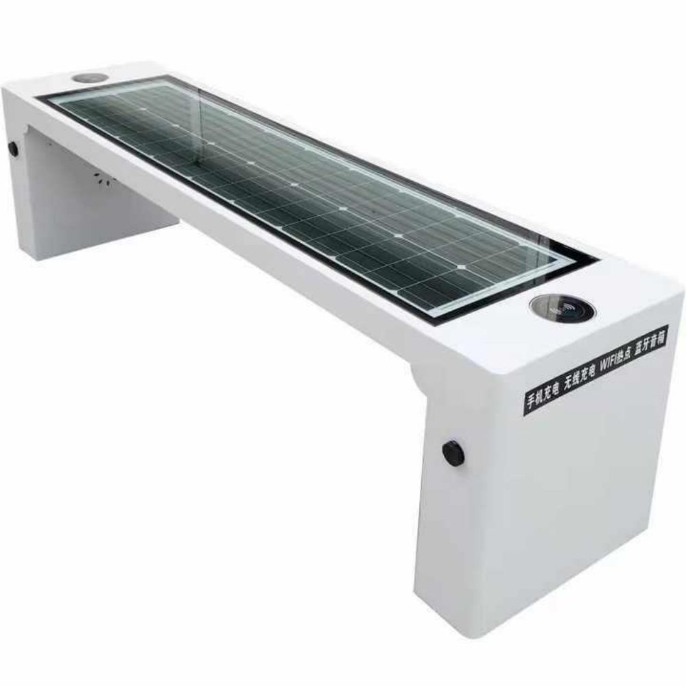 2024 Multi-functional Outdoor Garden Stainless Steel Phone Charging Solar Powered Bench Smart Solar Seat with Panel And Wifi