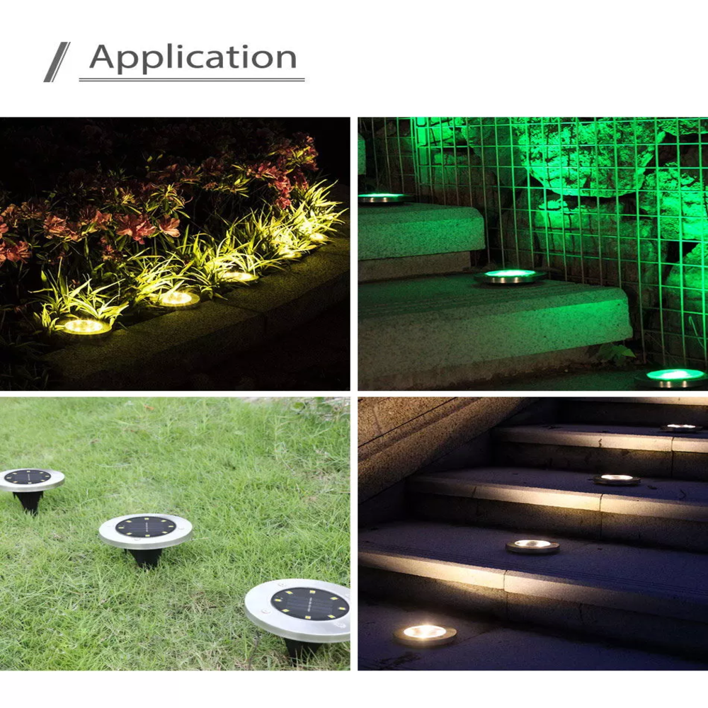 Waterproof 8 LED Pathway Landscape Outdoor Buried Under Ground Pathway Solar LED Lawn Light
