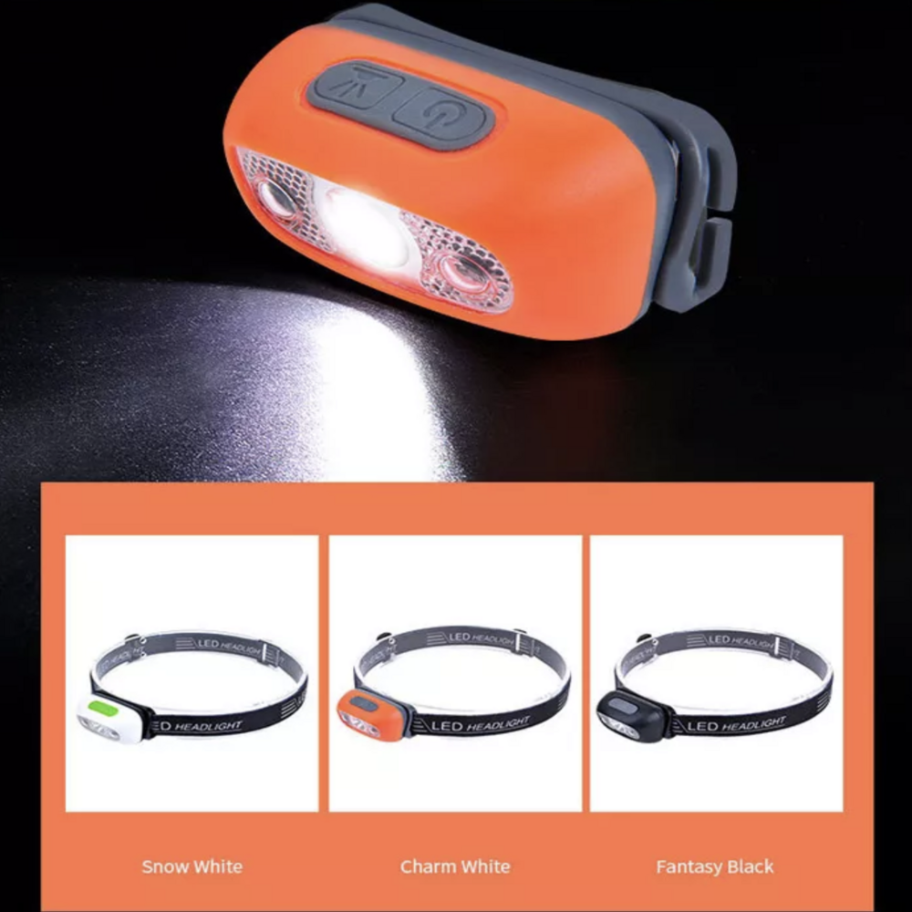 Outdoor Mini LED Rechargeable Headlight with Motion Sensor for Camping Fishing 